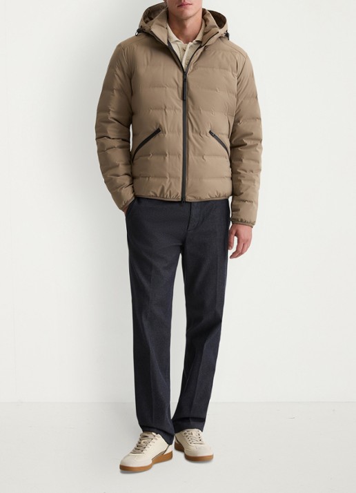 Marc O'Polo Puffer jas met capuchon - voorkant 3 khaki