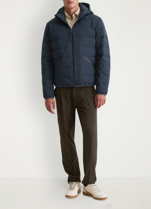 Marc O'Polo Puffer jas met capuchon - voorkant 5 donkerblauw