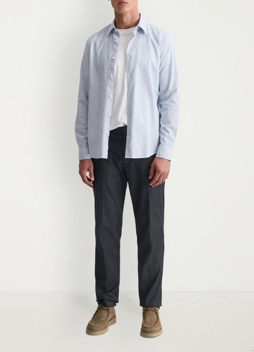 Marc O'Polo Regular fit overhemd met microdessin - voorkant 3 lichtblauw