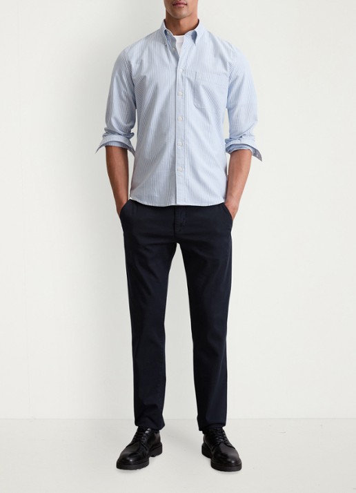 Marc O'Polo Regular fit overhemd met streepprint - voorkant 2 lichtblauw