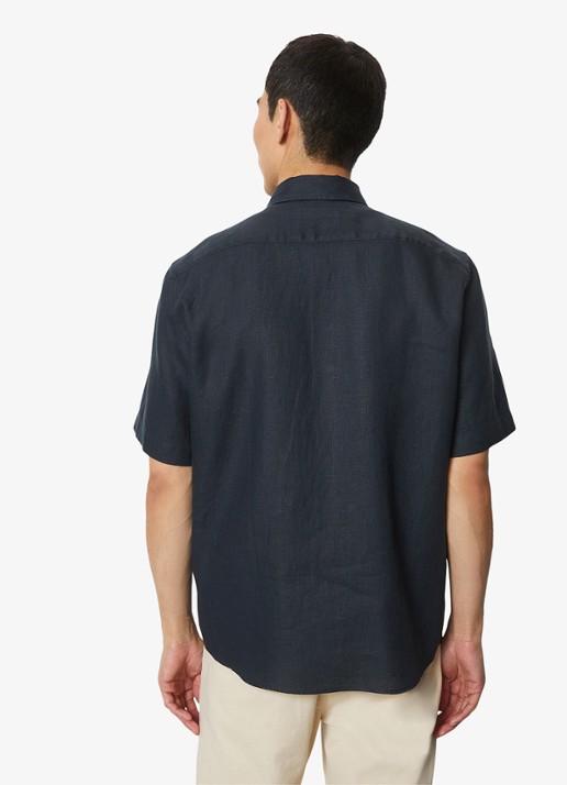 Marc O'Polo Regular fit overhemd van linnen - achterkant 4 dark navy-898 / blauw