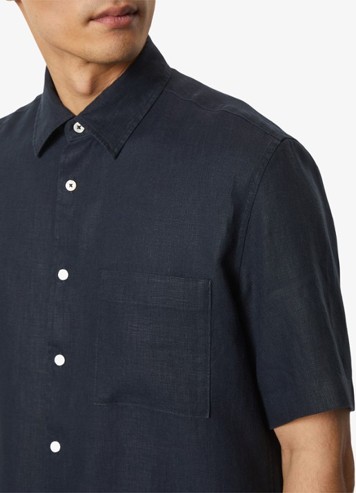 Marc O'Polo Regular fit overhemd van linnen - detail 6 dark navy-898 / blauw