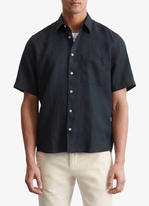 Marc O'Polo Regular fit overhemd van linnen - detail 7 dark navy-898 / blauw