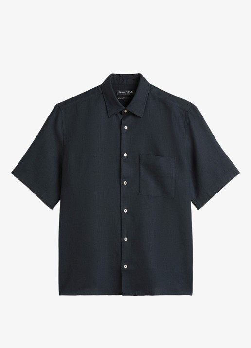 Marc O'Polo Regular fit overhemd van linnen - voorkant 3 dark navy-898 / blauw