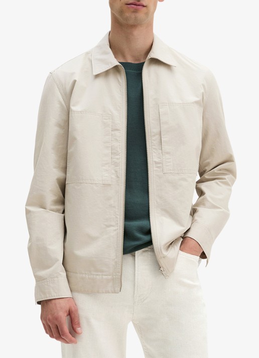Marc O'Polo Regular fit overhemd van linnenblend met rits - detail grey kit-0922 / grijs