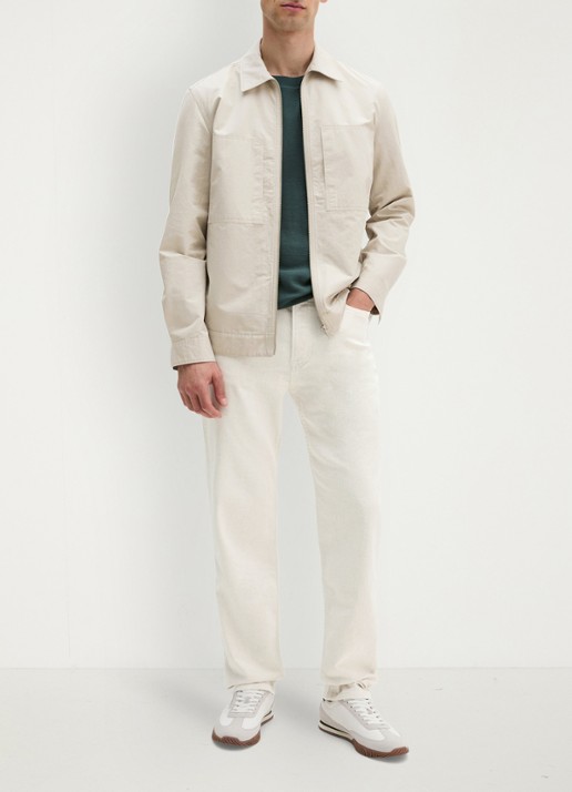 Marc O'Polo Regular fit overhemd van linnenblend met rits - voorkant 4 grey kit-0922 / grijs