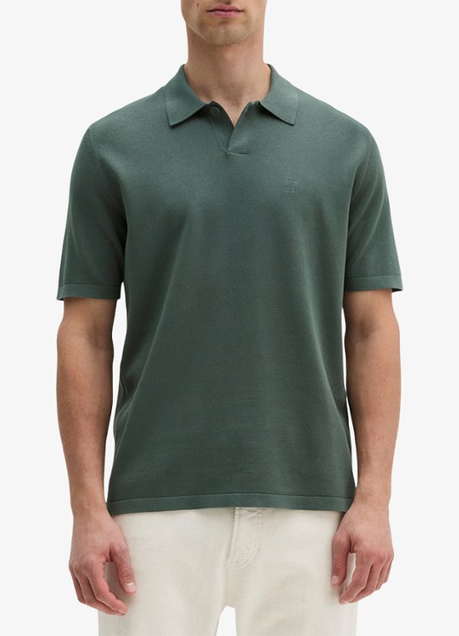 Marc O'Polo Regular fit polo met borduring - detail 4 groen