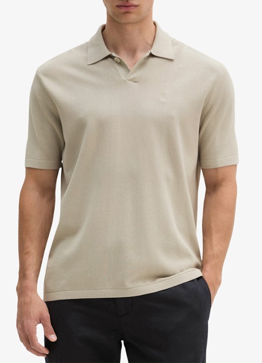 Marc O'Polo Regular fit polo met borduring - detail beige