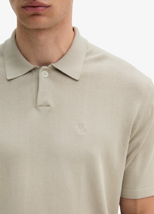 Marc O'Polo Regular fit polo met borduring - detail 2 beige