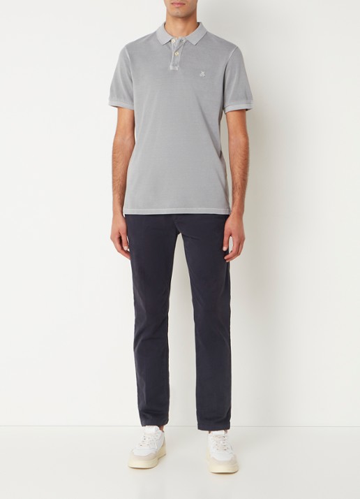 Marc O'Polo Regular fit polo met logoborduring - voorkant 2 grijs