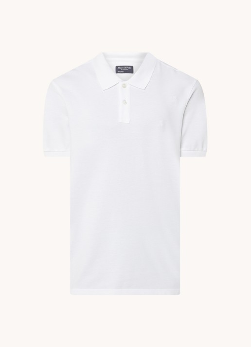 Marc O'Polo Regular fit polo met logoborduring - voorkant 3 wit