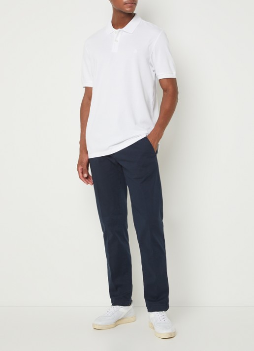Marc O'Polo Regular fit polo met logoborduring - voorkant 4 wit