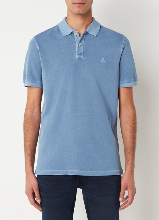 Marc O'Polo Regular fit polo met logoborduring - detail 4 blauwgrijs
