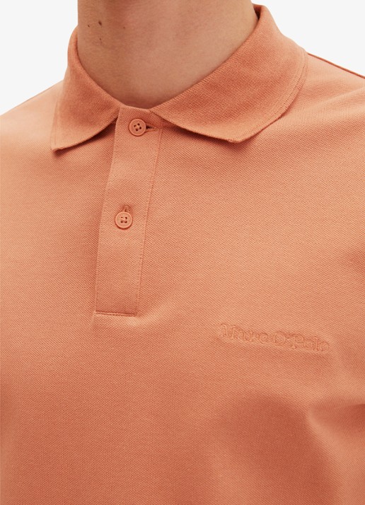 Marc O'Polo Regular fit polo met logoborduring - detail 6 faded coral-1738 / bruin