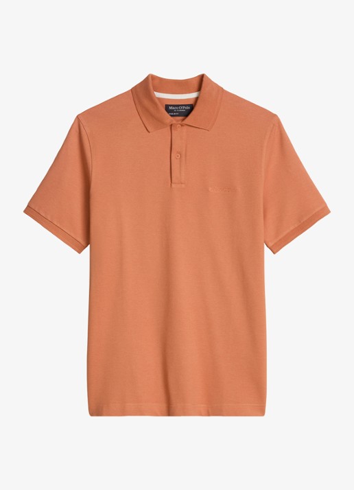 Marc O'Polo Regular fit polo met logoborduring - voorkant faded coral-1738 / bruin