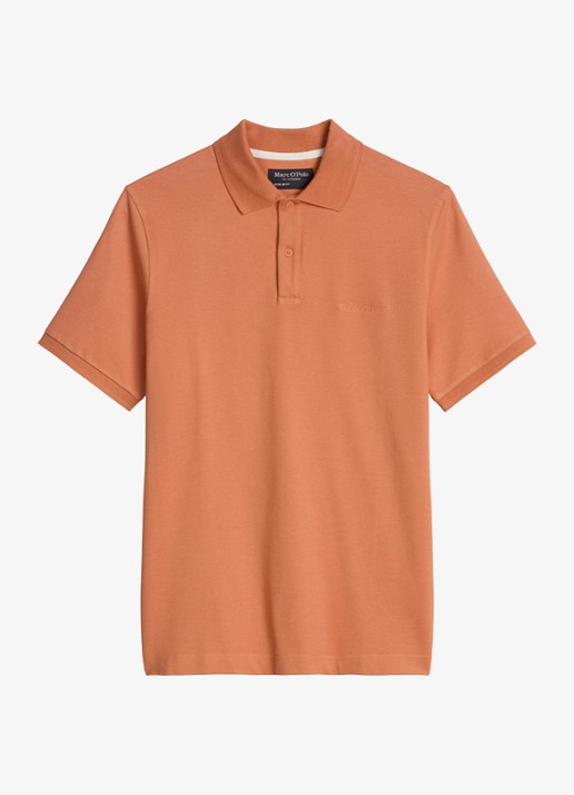 Marc O'Polo Regular fit polo met logoborduring - voorkant 3 faded coral-1738 / bruin