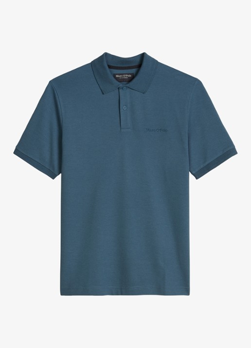 Marc O'Polo Regular fit polo met logoborduring - voorkant 3 stormy blue-4295 / blauw