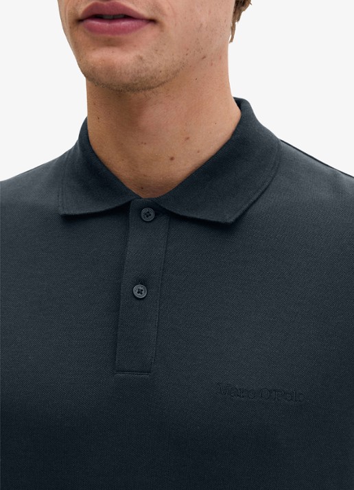 Marc O'Polo Regular fit polo met logoborduring - detail 3 dark navy-4131 / blauw