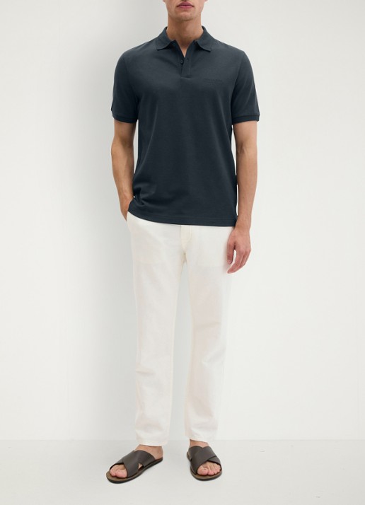 Marc O'Polo Regular fit polo met logoborduring - voorkant 5 dark navy-4131 / blauw