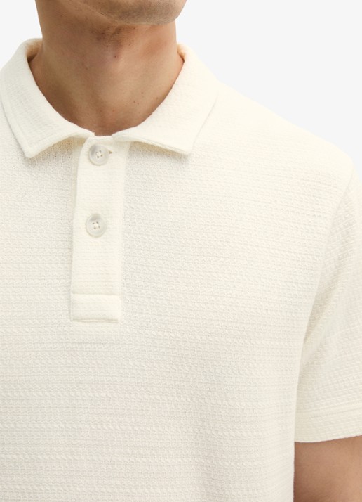 Marc O'Polo Regular fit polo met structuur - detail 2 silky white-1183 / wit