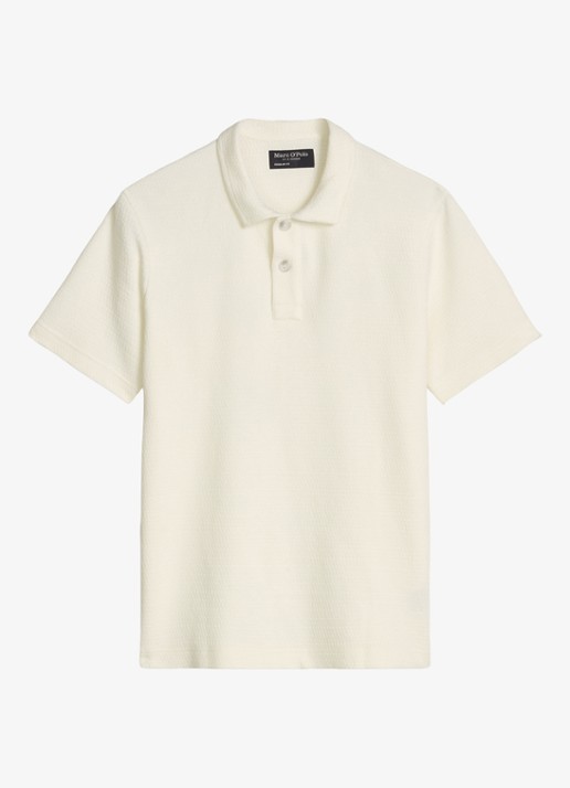 Marc O'Polo Regular fit polo met structuur - voorkant 3 silky white-1183 / wit