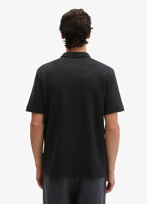 Marc O'Polo Regular fit polo met structuur - achterkant 6 black-0001 / zwart