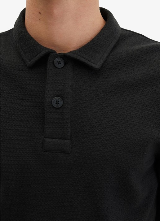Marc O'Polo Regular fit polo met structuur - detail 5 black-0001 / zwart
