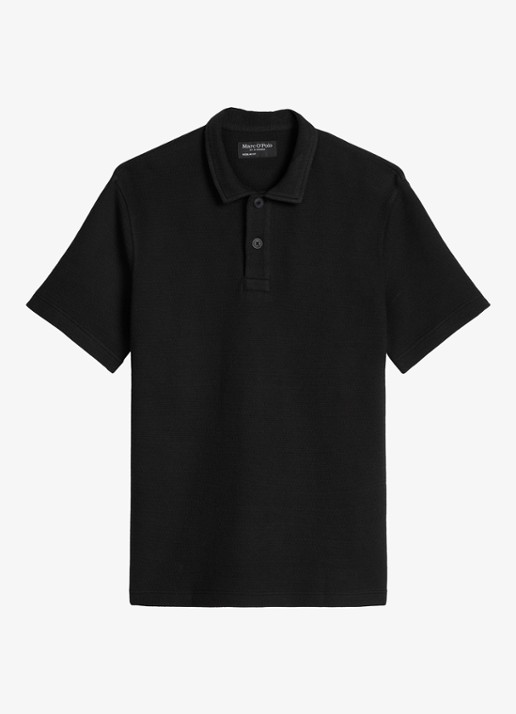 Marc O'Polo Regular fit polo met structuur - voorkant 3 black-0001 / zwart