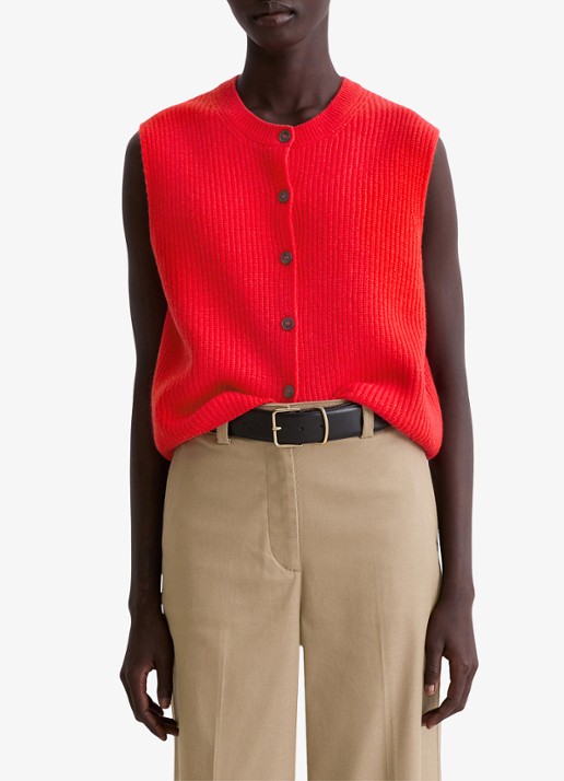 Marc O'Polo Ribgebreid vest in wolblend