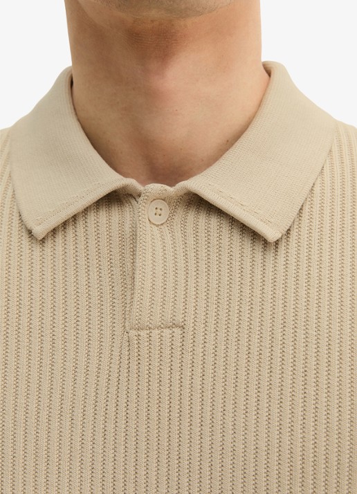 Marc O'Polo Ribgebreide polo  - detail 4 beige