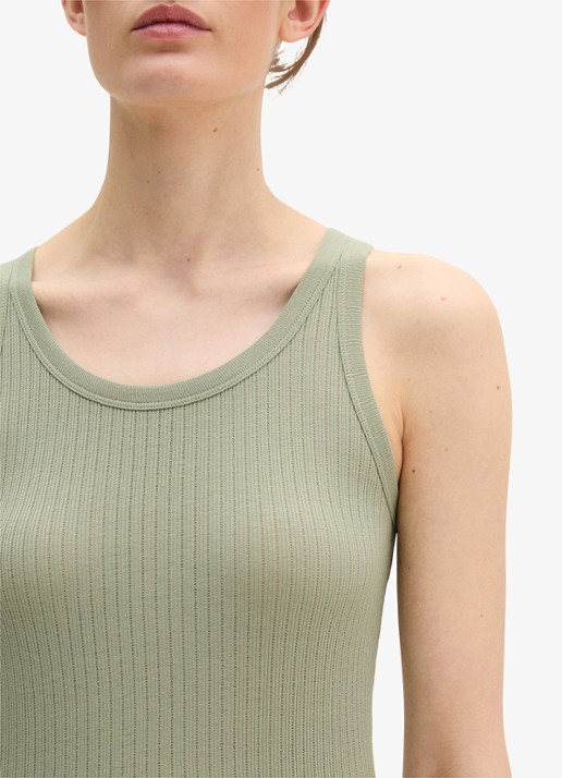 Marc O'Polo Ribgebreide tanktop met ronde hals - detail 5 lindegroen