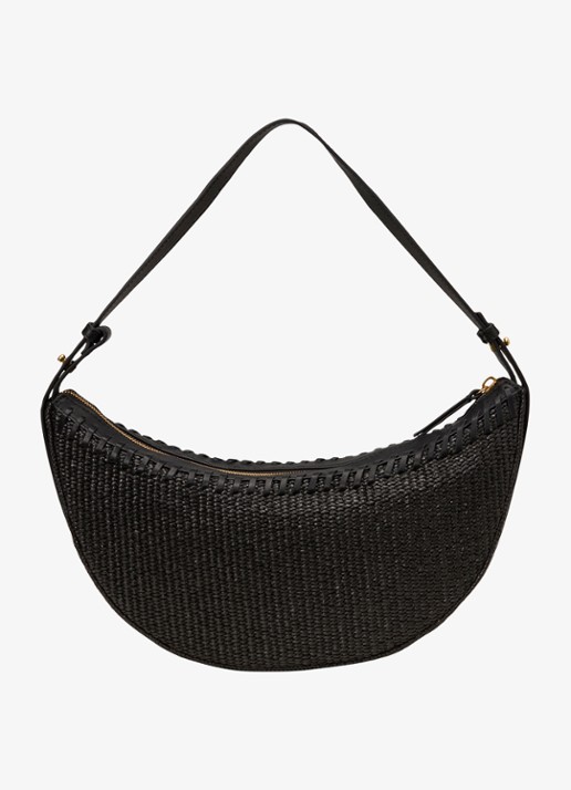 Marc O'Polo Schoudertas met details van leer - achterkant black / zwart