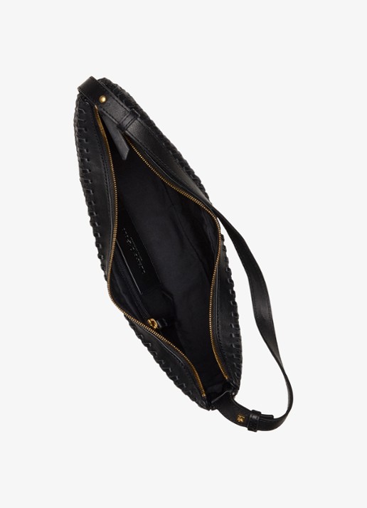Marc O'Polo Schoudertas met details van leer - detail 5 black / zwart