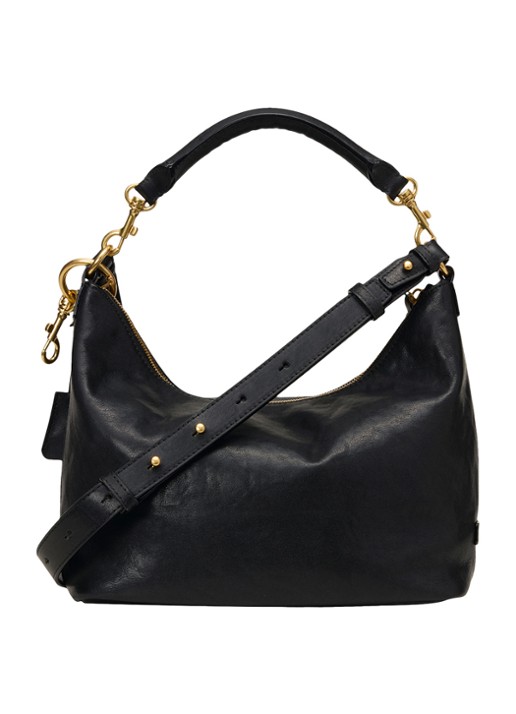 Marc O'Polo Schoudertas van leer met afneembare schouderriem - achterkant 4 zwart