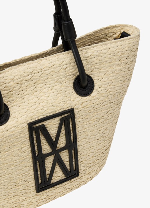 Marc O'Polo Shopper van raffia met logo - detail 2 light raffia-8946 / beige