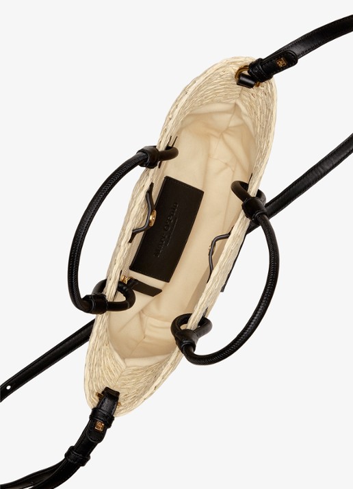 Marc O'Polo Shopper van raffia met logo - detail 3 light raffia-8946 / beige