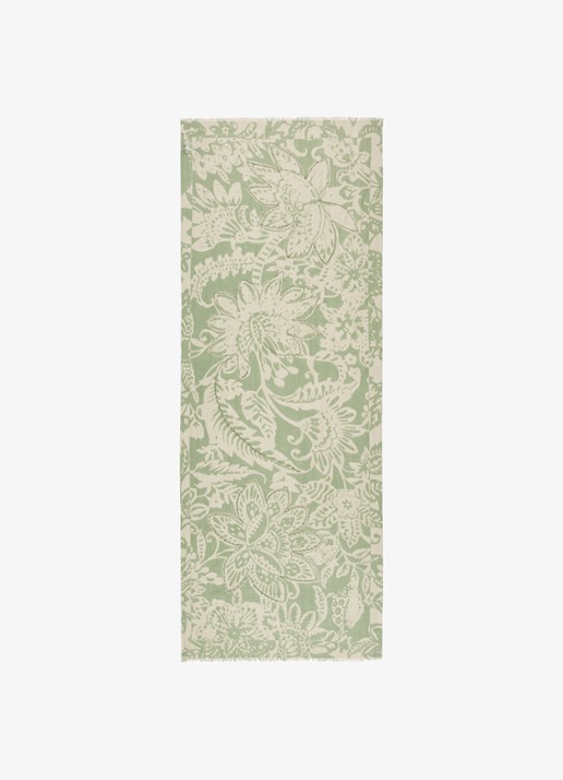 Marc O'Polo Sjaal met bloemenprint - detail 3 lindegroen