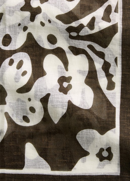 Marc O'Polo Sjaal met bloemenprint - detail 2 donkerbruin