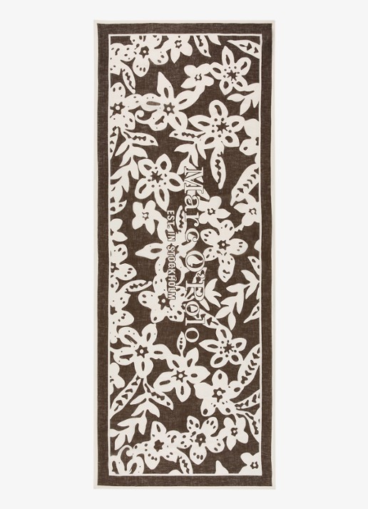 Marc O'Polo Sjaal met bloemenprint - voorkant 5 donkerbruin