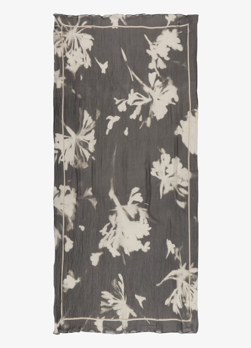 Marc O'Polo Sjaal met print - detail 3 dark grey-0532 / grijs