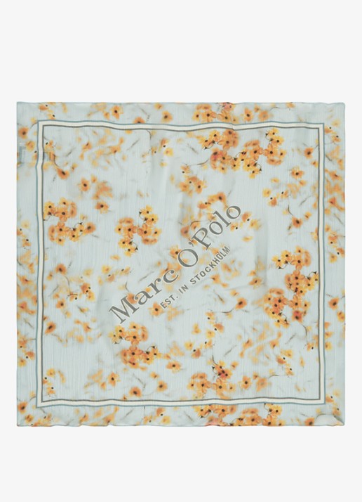Marc O'Polo Sjaal met print - detail 3 bright blue-5138 / blauw