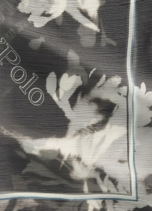 Marc O'Polo Sjaal met print - detail 2 dark grey_multi_02-0533 / grijs