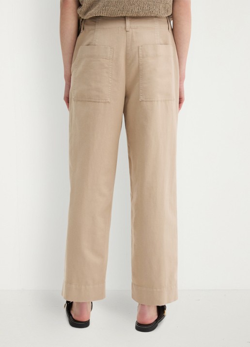 Marc O'Polo Straight fit broek in lyocell blend - achterkant beige