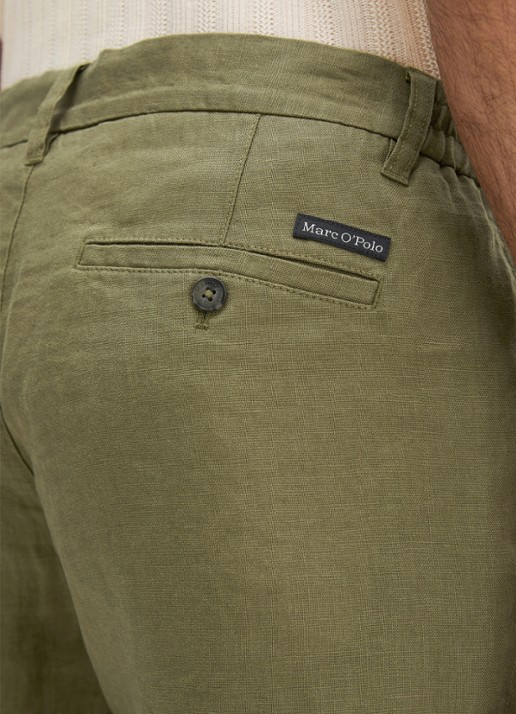 Marc O'Polo Straight fit korte broek van linnen - detail 2 fresh seaweed-2945 / groen