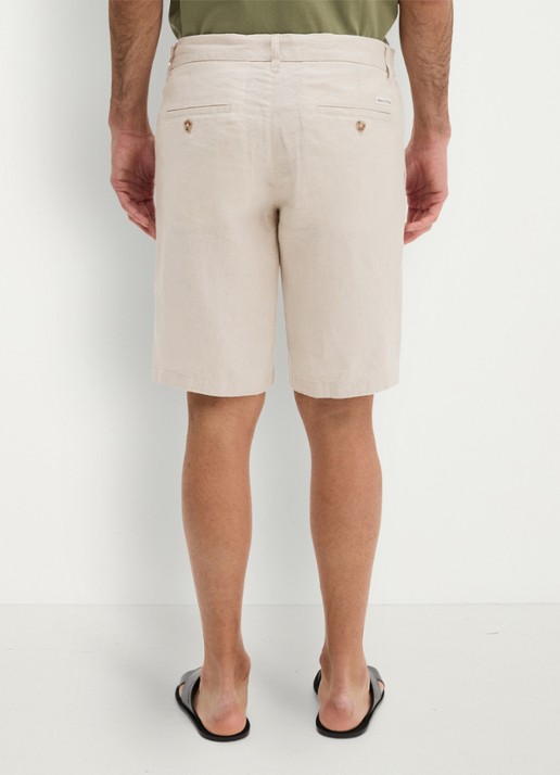 Marc O'Polo Straight fit korte broek van linnen - achterkant 6 grey silk-0924 / grijs