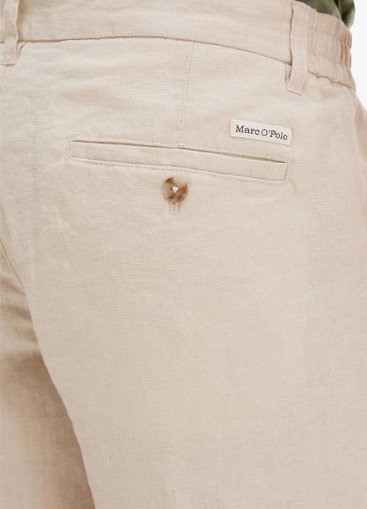 Marc O'Polo Straight fit korte broek van linnen - detail 2 grey silk-0924 / grijs