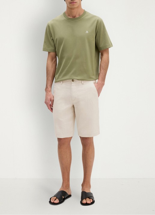 Marc O'Polo Straight fit korte broek van linnen - voorkant 4 grey silk-0924 / grijs