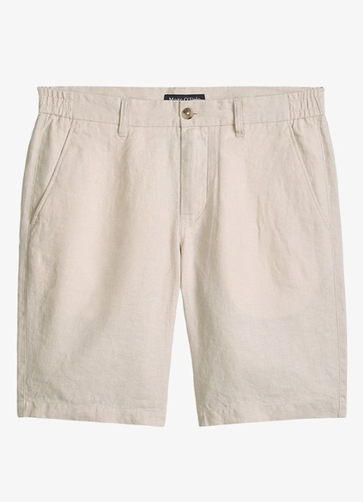 Marc O'Polo Straight fit korte broek van linnen - voorkant 5 grey silk-0924 / grijs