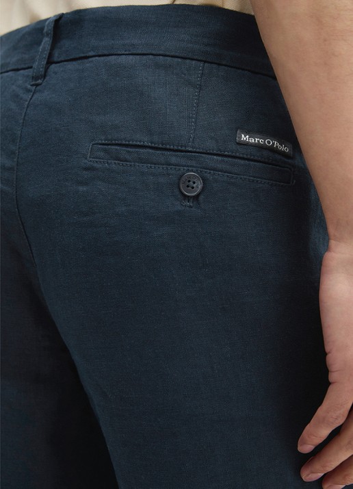 Marc O'Polo Straight fit korte broek van linnen - detail 6 dark navy-4131 / blauw