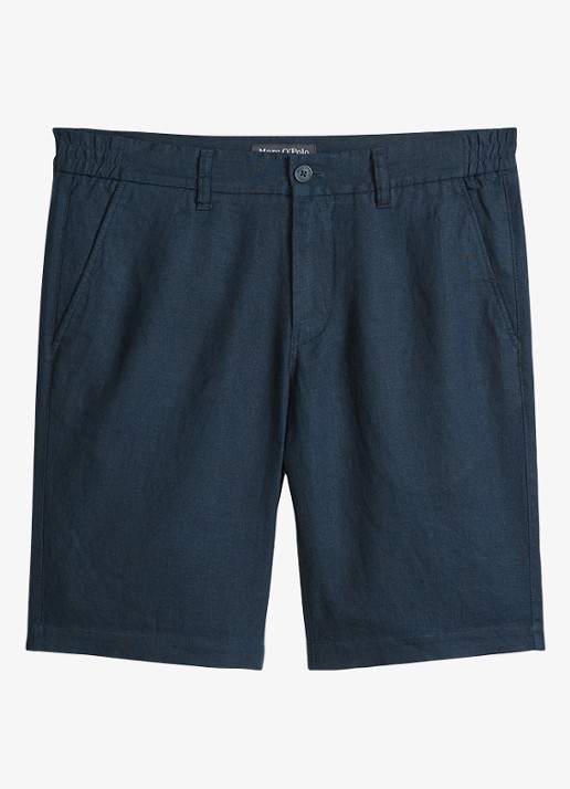 Marc O'Polo Straight fit korte broek van linnen - voorkant dark navy-4131 / blauw